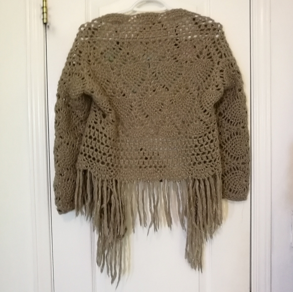 XS BETTE PAIGE Metallic Knit Poncho Sweater - Picture 3 of 7